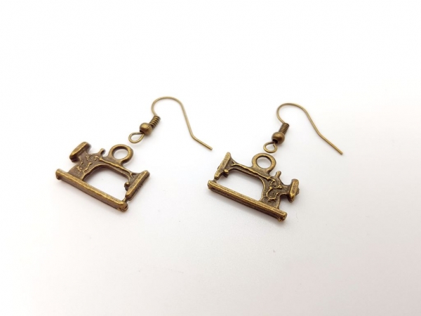 Nähmaschinen Ohrringe bronzefarben Vintage